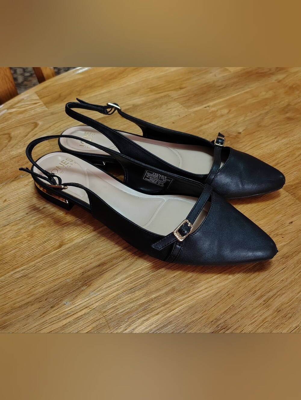 Jones New York Quittala Black Slingback Pointed Toe Flats - Size 9